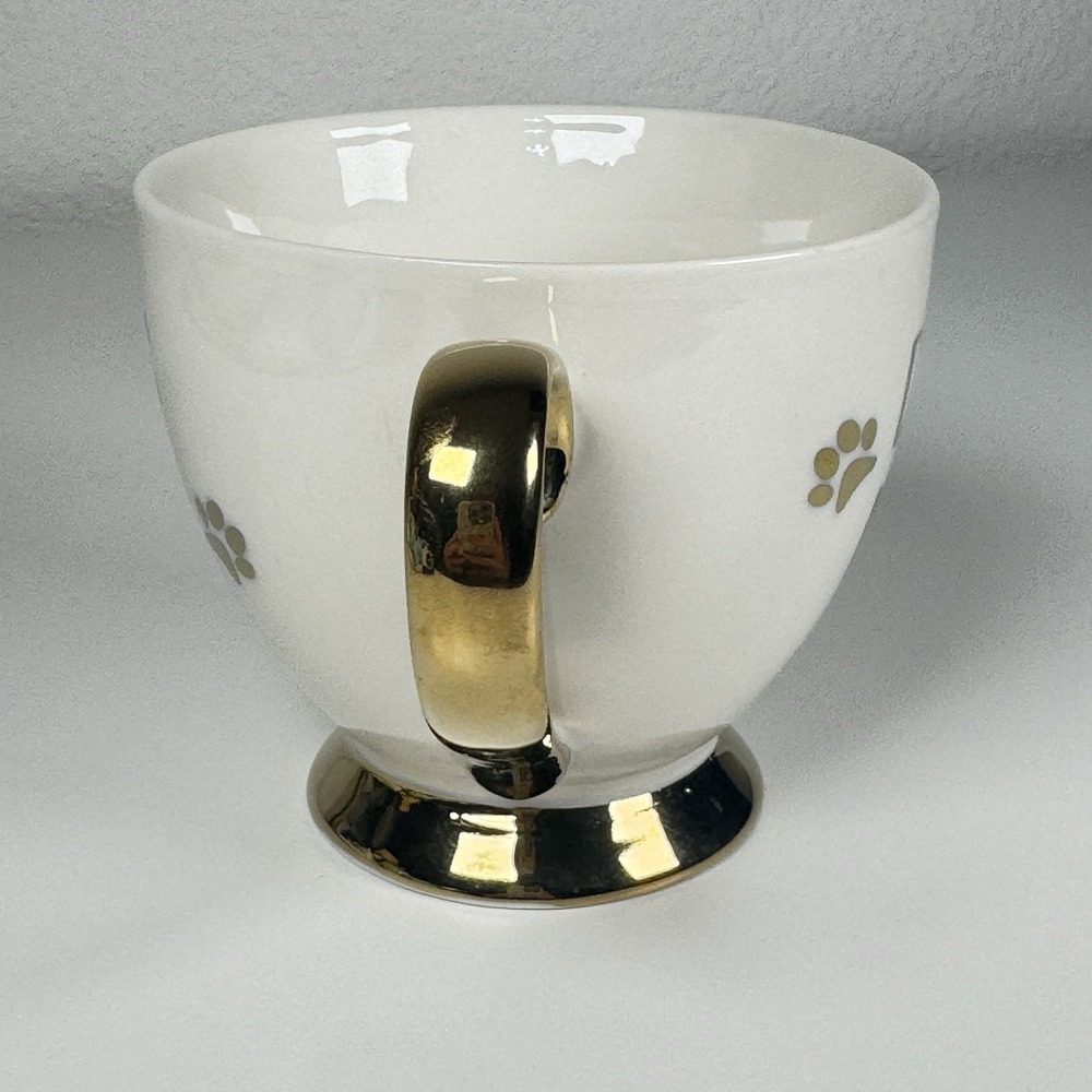 Nanette Lepore Dog Mom Porcelain Coffee Mug White Gold Handle New - Picture 3 of 14